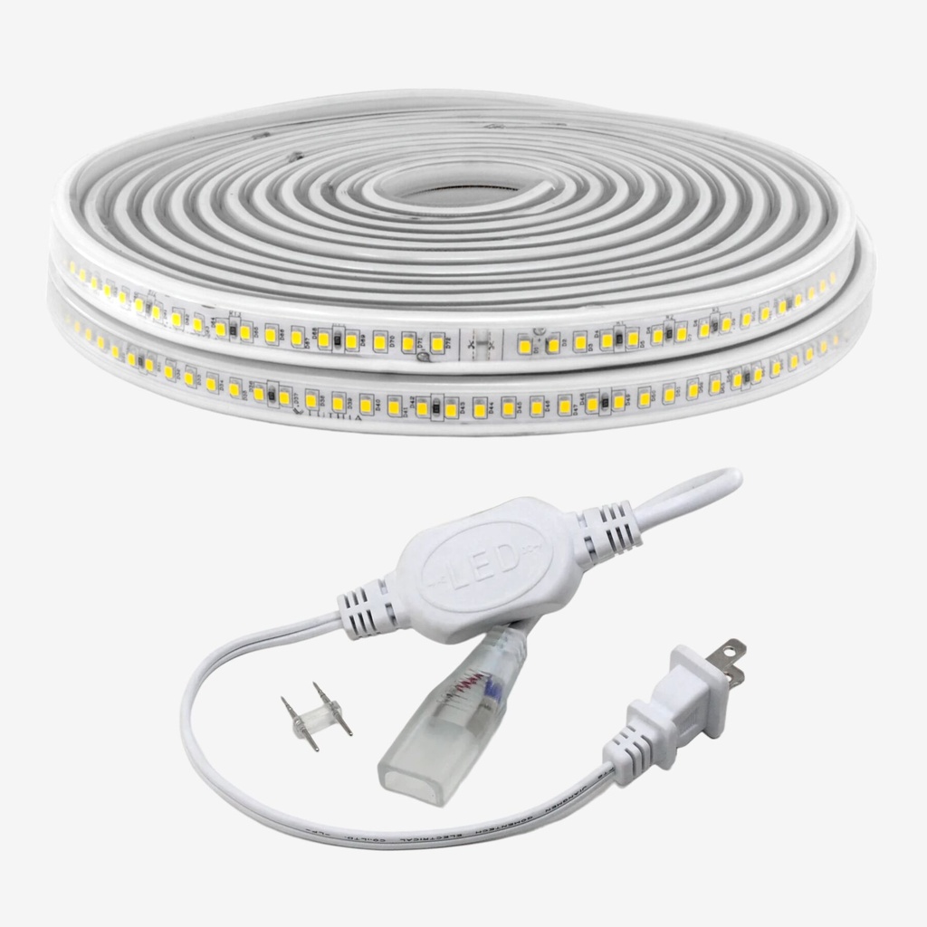 Kit 10m Manguera 144 LED/mt 2835 120V Blanco Puro 6000K IP66 6w/mt (Incluye Alimentador)