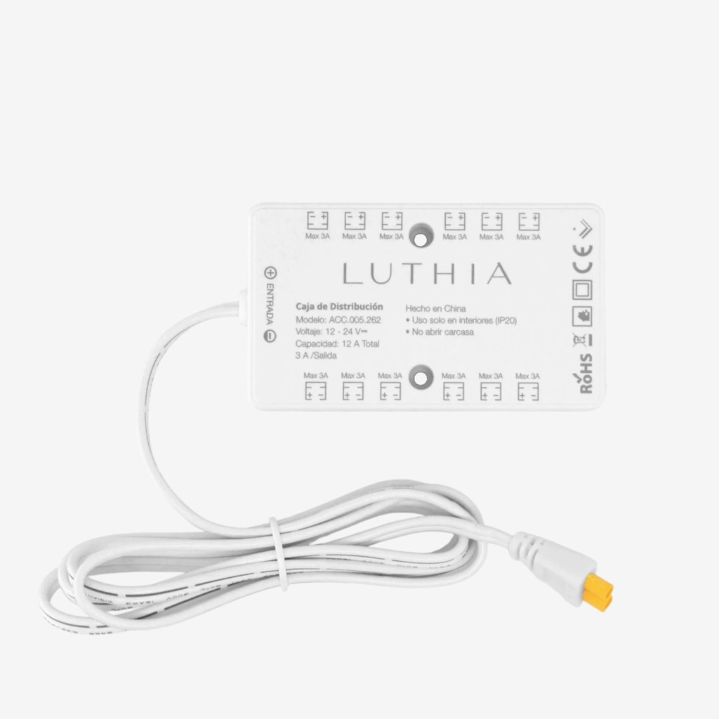 VOLTA | Caja de distribución 12xVLT (Hembra) y 1xC2H– Unicolor 2CH 12.5A (3A/Salida Max) | Compatible con Sensores Alambricos