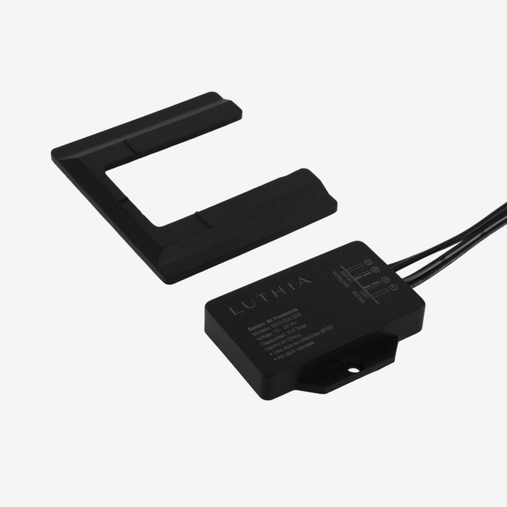 Swith Sensor Presencia (Atraviesa Materiales) | Sobrepuesto (12-24v 4A) - Negro | Luz Indicadora Azul (OFF) Blanco (ON) | Rango 5mt 180°