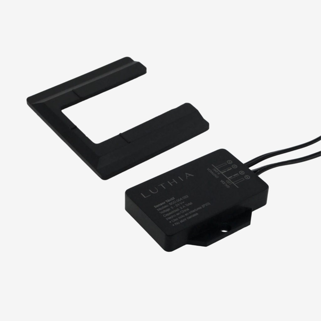 Swith Sensor Táctil Atenuable (Atraviesa Materiales) | Sobrepuesto (12-24v 4A) - Negro | Luz Indicadora Azul (OFF) Blanco (ON) 