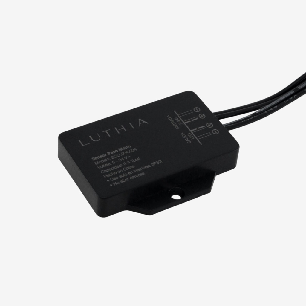 Swith Sensor Paso Mano (IR) | Sobrepuesto (12-24v 4A) - Negro | Luz Indicadora Azul (OFF) Blanco (ON) | Rango 5mt 180°