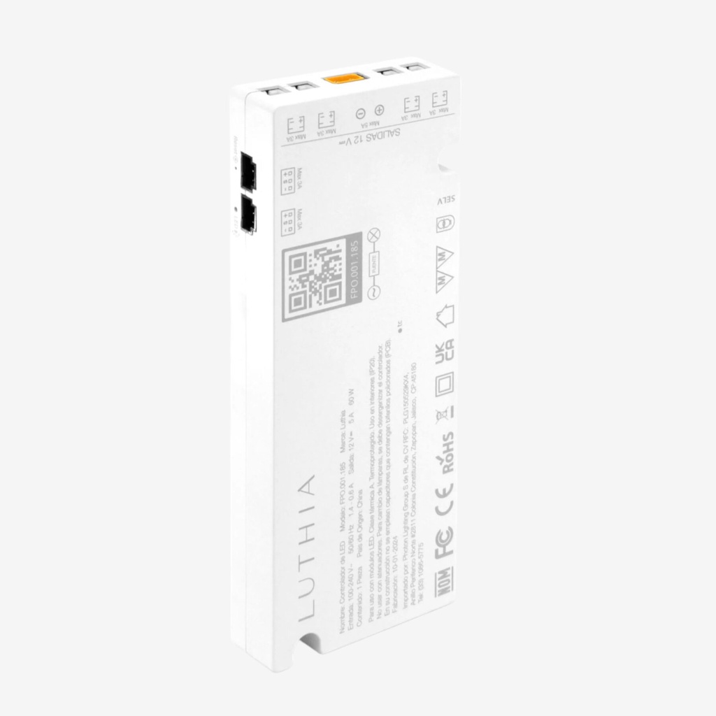 Fuente poder 12v 60w 5A IP20  - Slim | 6xSalida VLT | Compatible con Sensores Alambricos & Inalambricos "Volta" y "Levitt"