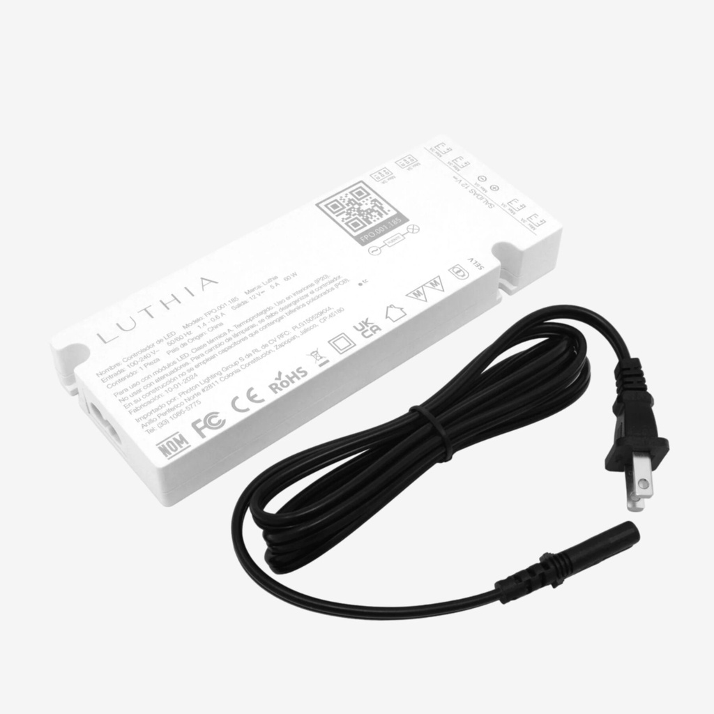 Fuente poder 12v 60w 5A IP20  - Slim | 6xSalida VLT | Compatible con Sensores Alambricos & Inalambricos "Volta" y "Levitt"