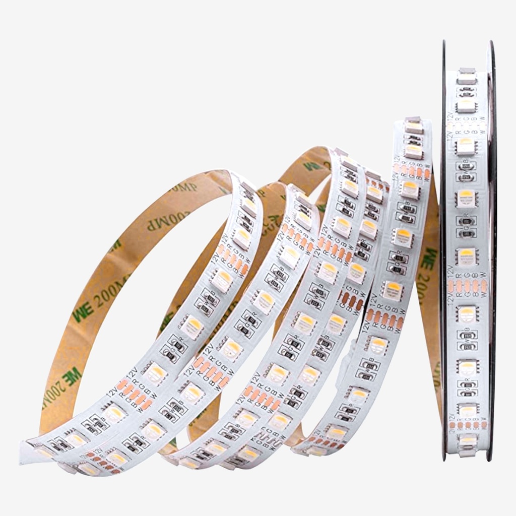 Tira 60 LED/mt 5050 24V RGBW (300xRGB+BC) 5MT IP20.Interiores 14.5w/mt – 4EN1 12MM
