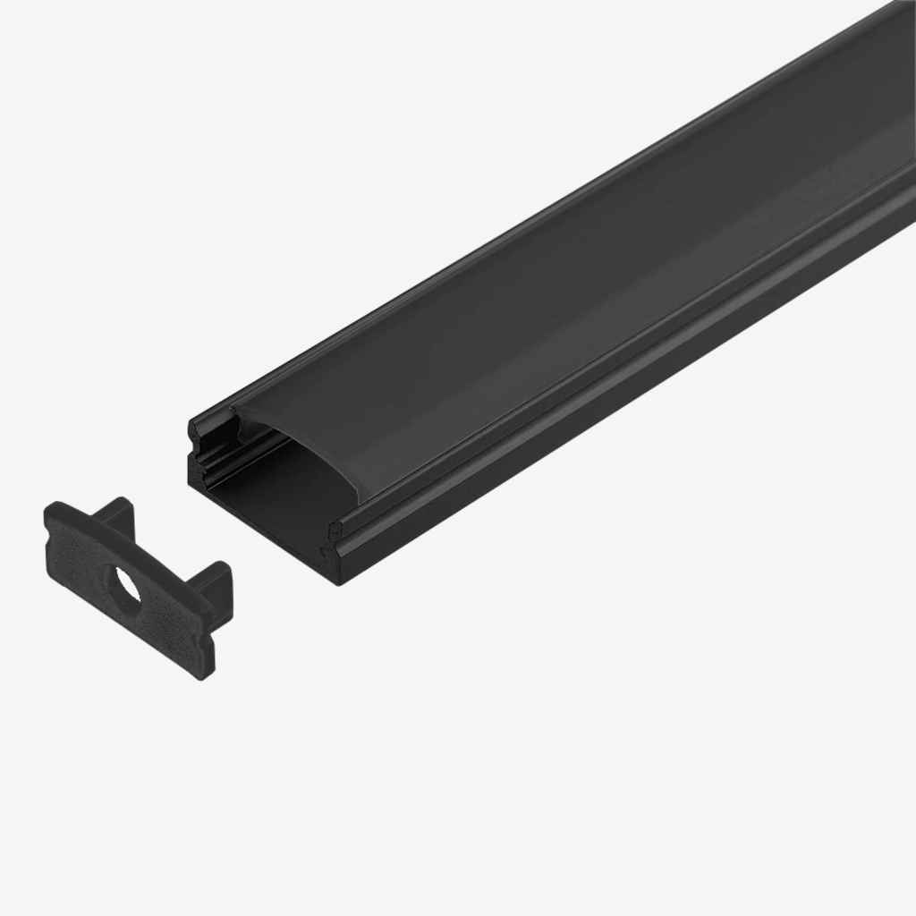 KIT Perfil Aluminio 2mt | Sobrepuesto Compacto| Negro