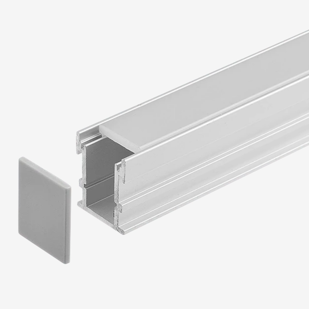 KIT Perfil Aluminio 2mt | Empotrable en Piso, Grande | Trafico Pesado | Base interna opcional