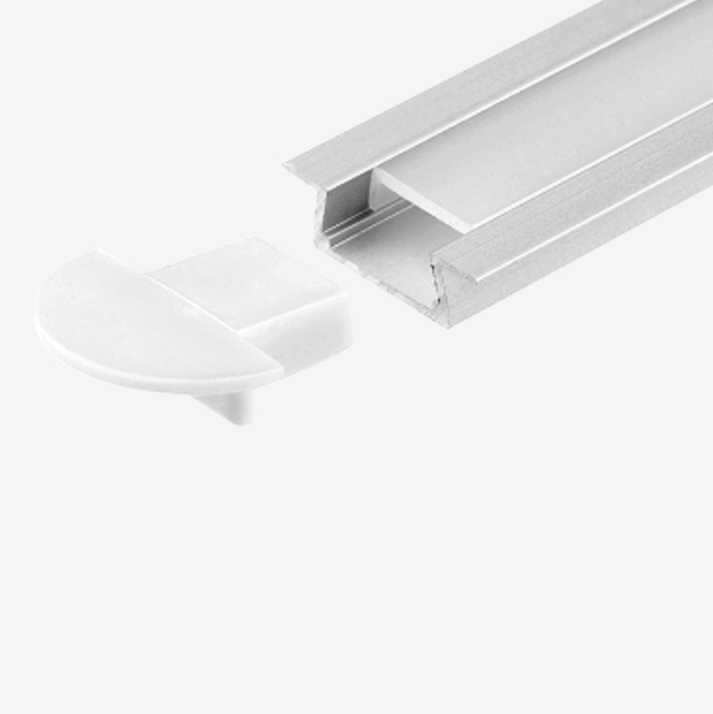 [PAL.021.020] KIT Perfil Aluminio 2mt | Empotrable Compacto
