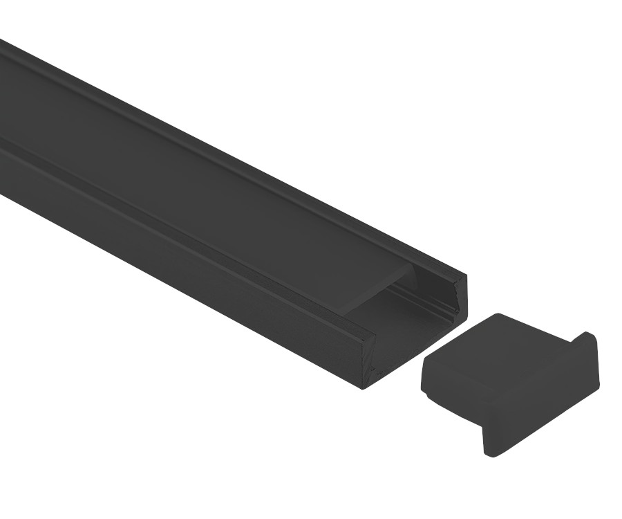 KIT Perfil Aluminio 2mt | Sobrepuesto Compacto| Negro