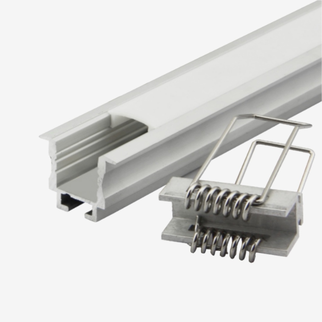 KIT Perfil Aluminio 2mt | Empotrable con Riel - Incluye Tensores