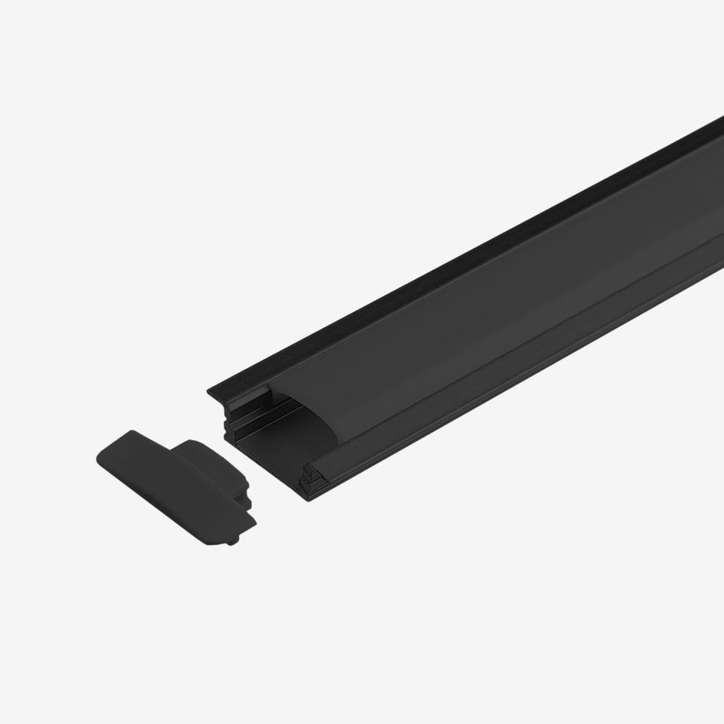 KIT Perfil Aluminio 2mt | Empotrable Compacto | Negro