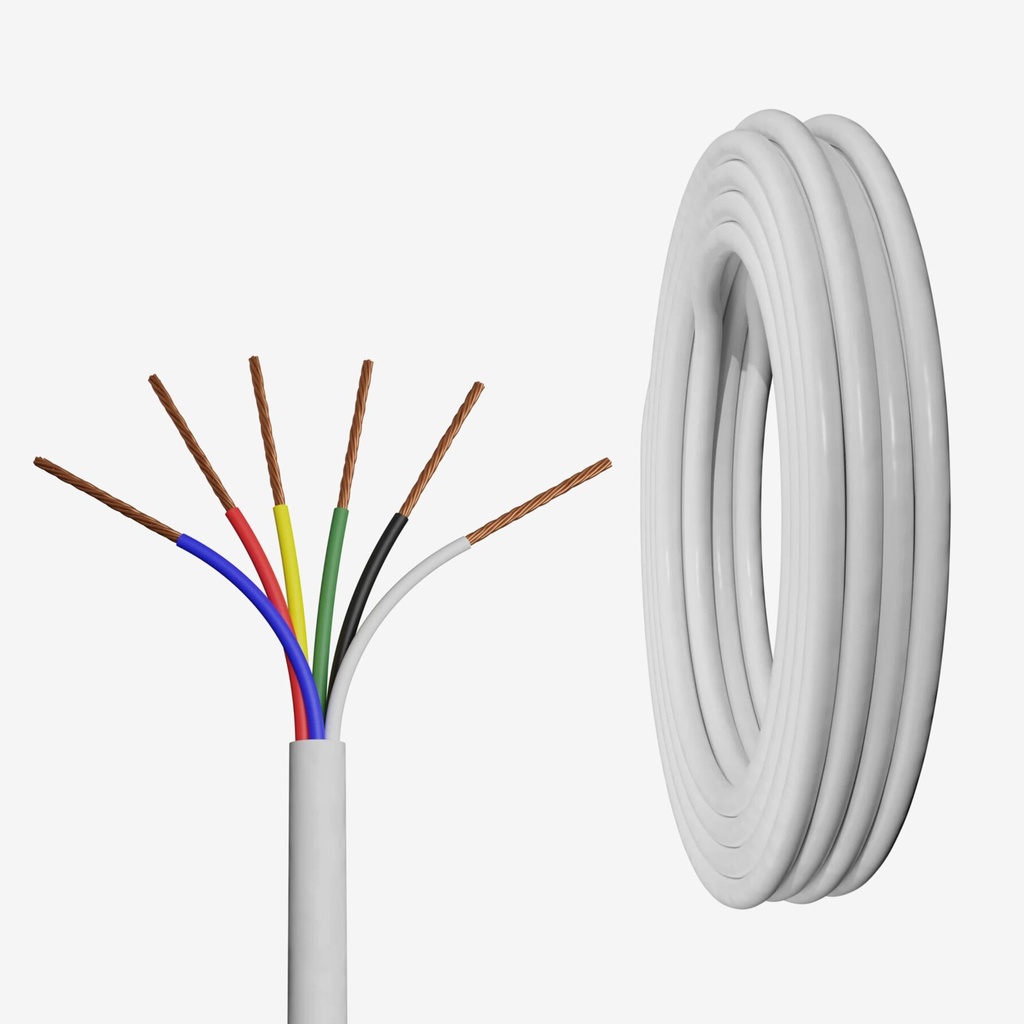 [CAB.002.608-R] [BAJO PEDIDO] Rollo 305m | Cable RGBWW 6 x AWG18 IP20 100% Cobre (Recubierto Gris)