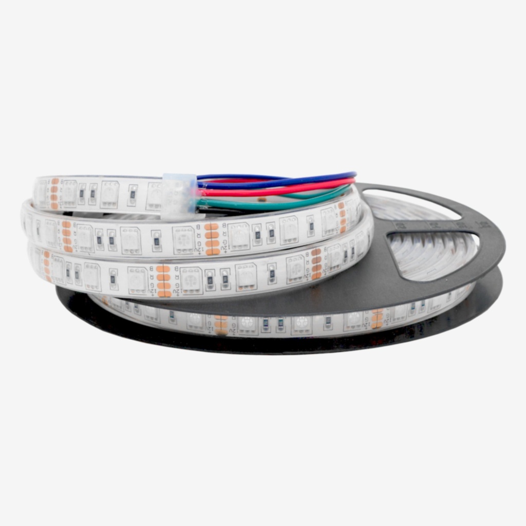 Tira 60 LED/mt 5050 12V RGB Multicolor 5MT IP68.Sumergible 12w/mt – Sumergible