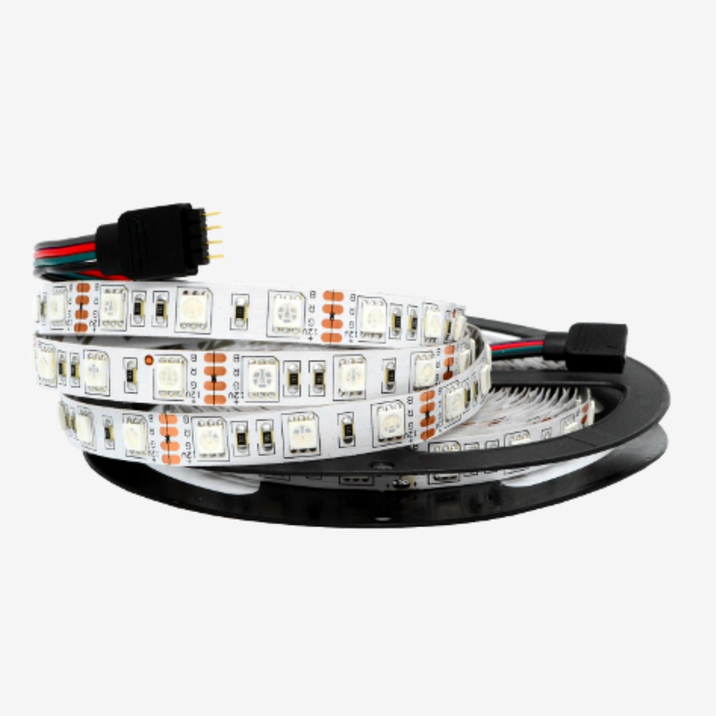 Tira 60 LED/mt 5050 12V RGB Multicolor 5MT IP20.Interiores 12w/mt