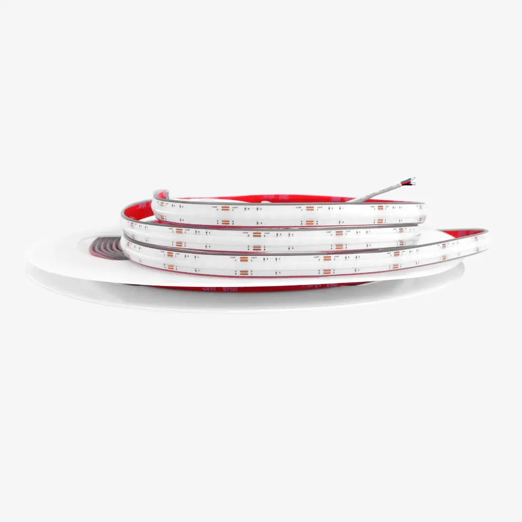 [TBM.2424.024] Tira 10m 480 LED/mt COB 24V RGB Multicolor IP68.Sumergible 12w/mt | FCB:10mm Requiere conexión por ambos extremos 