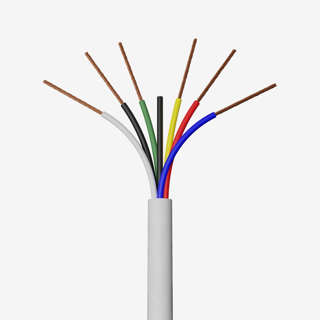 1.0m Cable RGB 6 x AWG22 IP20 100% Cobre (Recubierto Gris) | [Permite Venta Granel: Multiplos 5m]