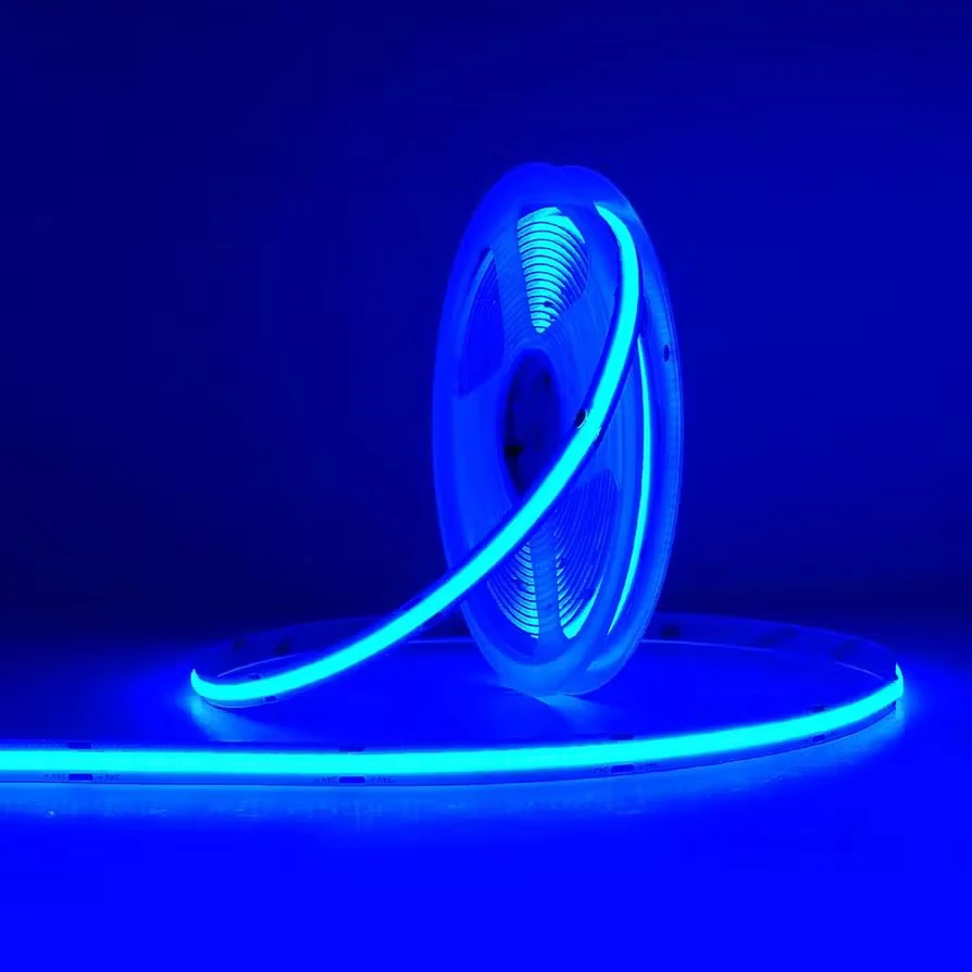 Tira 480 LED/mt COB 24V Azul 5MT IP65 12w/mt