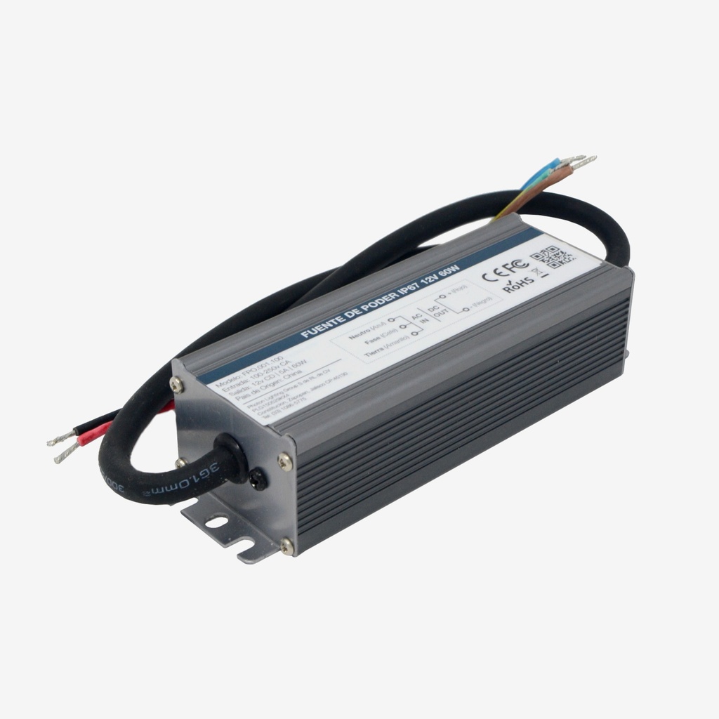 Fuente de poder - 12v 60w 5A IP67 – Exteriores