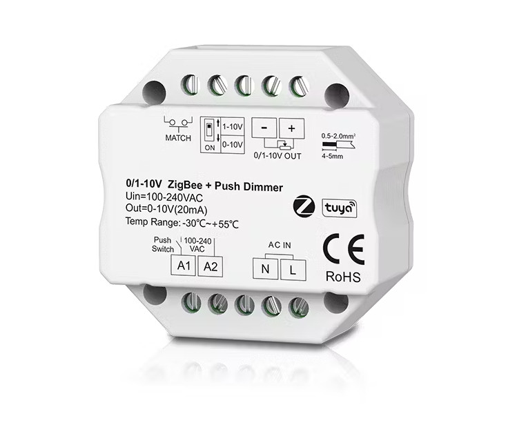[SCO.072.130] CHROMA | Atenuador / Generador 0-10V, Zigbee + Switch | 100-240 Vac, Salida 1x(0-10V / 1-10V) – Carcasa Plástica