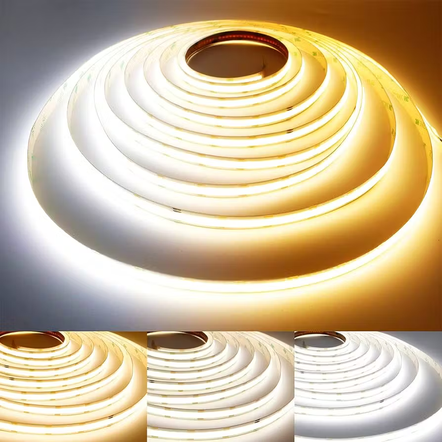Tira 5mt COB 608 LED/mt 24V Bicolor 2700-6000K IP20 24v 14w/mt (7+7w) 10mm CRI+95