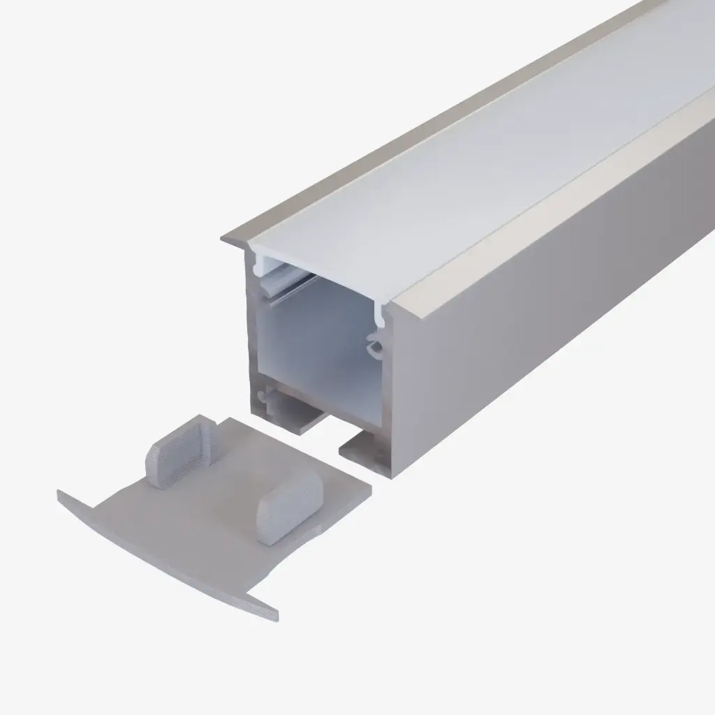 [PAL.054.020] KIT Perfil Aluminio 2mt | Empotrable Grande | Incluye 2 Tensores Fijación