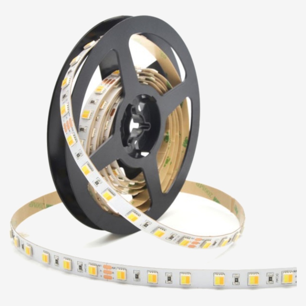 [TBM.1113.004] Tira 60 LED/mt 5050 12V Bicolor (300xBP+BC) 5050 IP20.Interiores 12v 12w/mt  – 2EN1
