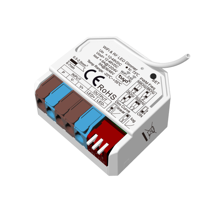 CHROMA | Controlador Unicolor Wifi + RF + Switch Externo | 1x6A 12-48 V⎓ | Sin Remoto