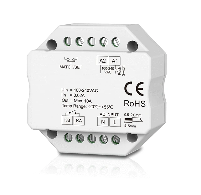 CHROMA | Swith ON / OFF (Relé) | Control por Wifi + RF + Switch | 100-240 Vac, Salida 1 x 10 A | Carcasa Plástica