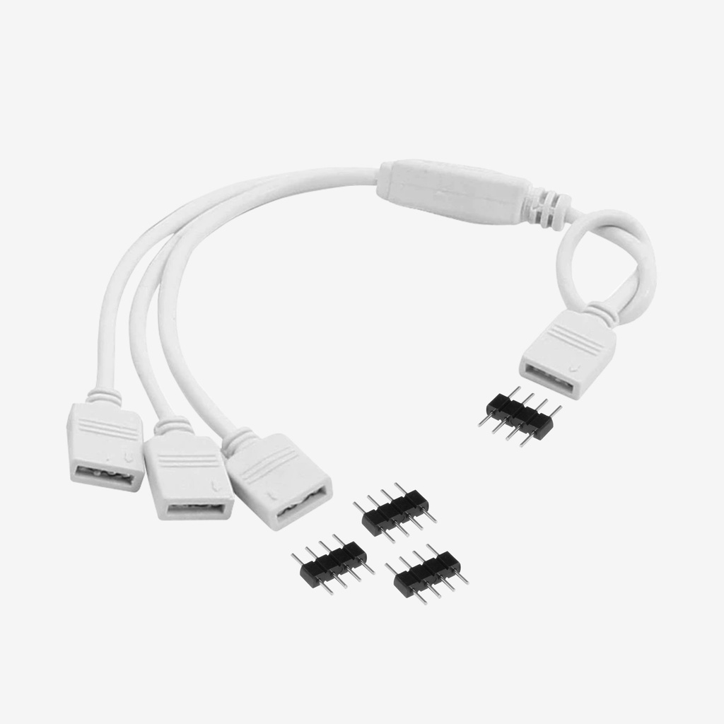 AMPERE ¦ Cable 1x4Pin (M/H) > 3x4Pin (M/H) – RGB 4H 18CM (Extension tipo “T”)