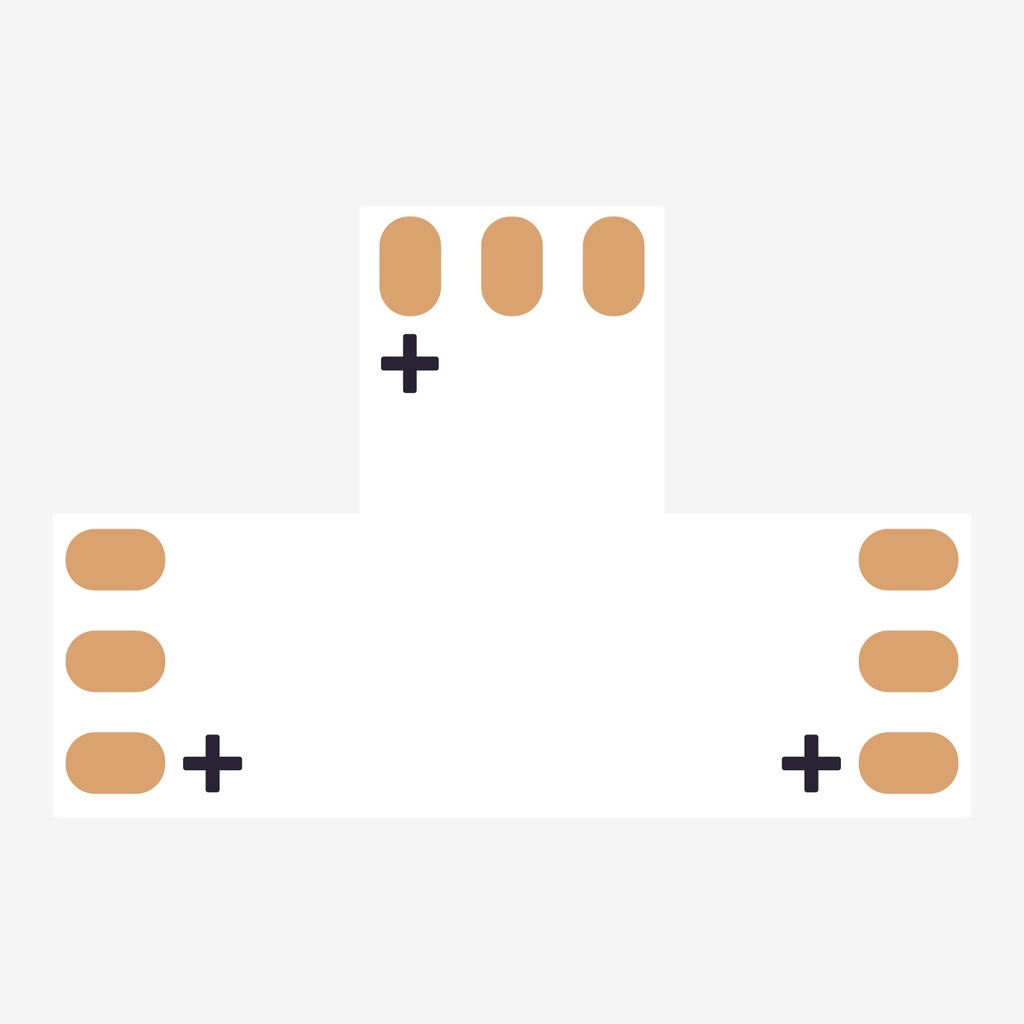 AMPERE ¦ Conector en Angulo “T” Tira > Tira – SPI & Bicolor 3H (PCB Sin Broche)