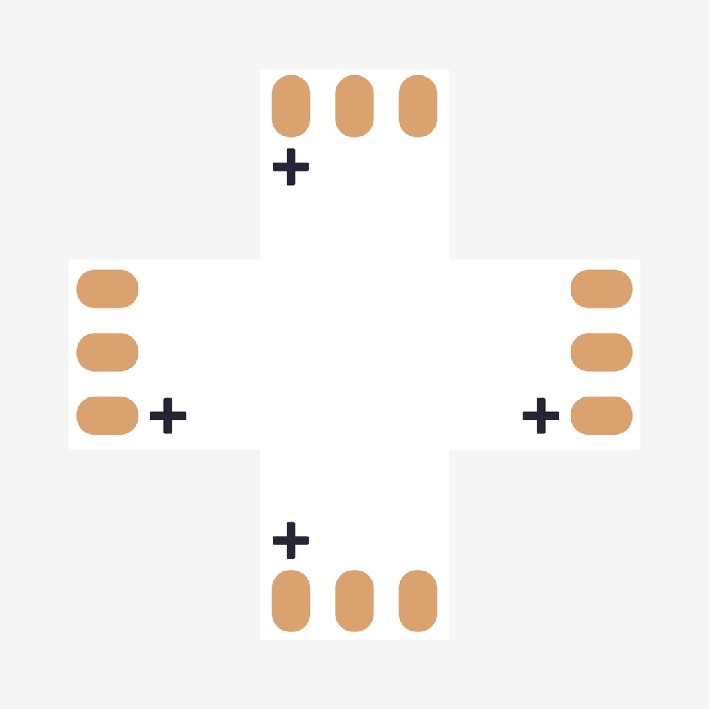 [ACC.001.310] AMPERE ¦ Conector en Angulo “+” Tira > Tira – SPI & Bicolor 3H (PCB Sin Broche)