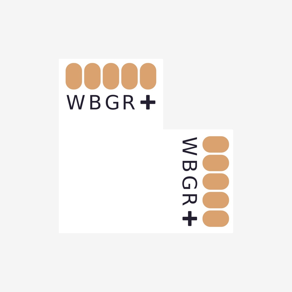 AMPERE ¦ Conector en Angulo  “L” Tira > Tira – Unicolor 5H (Sin Broche)