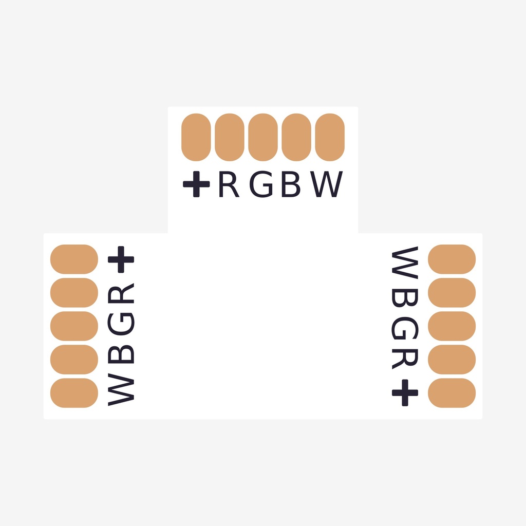AMPERE ¦ Conector en Angulo “T” Tira > Tira – Unicolor 5H (Sin Broche)