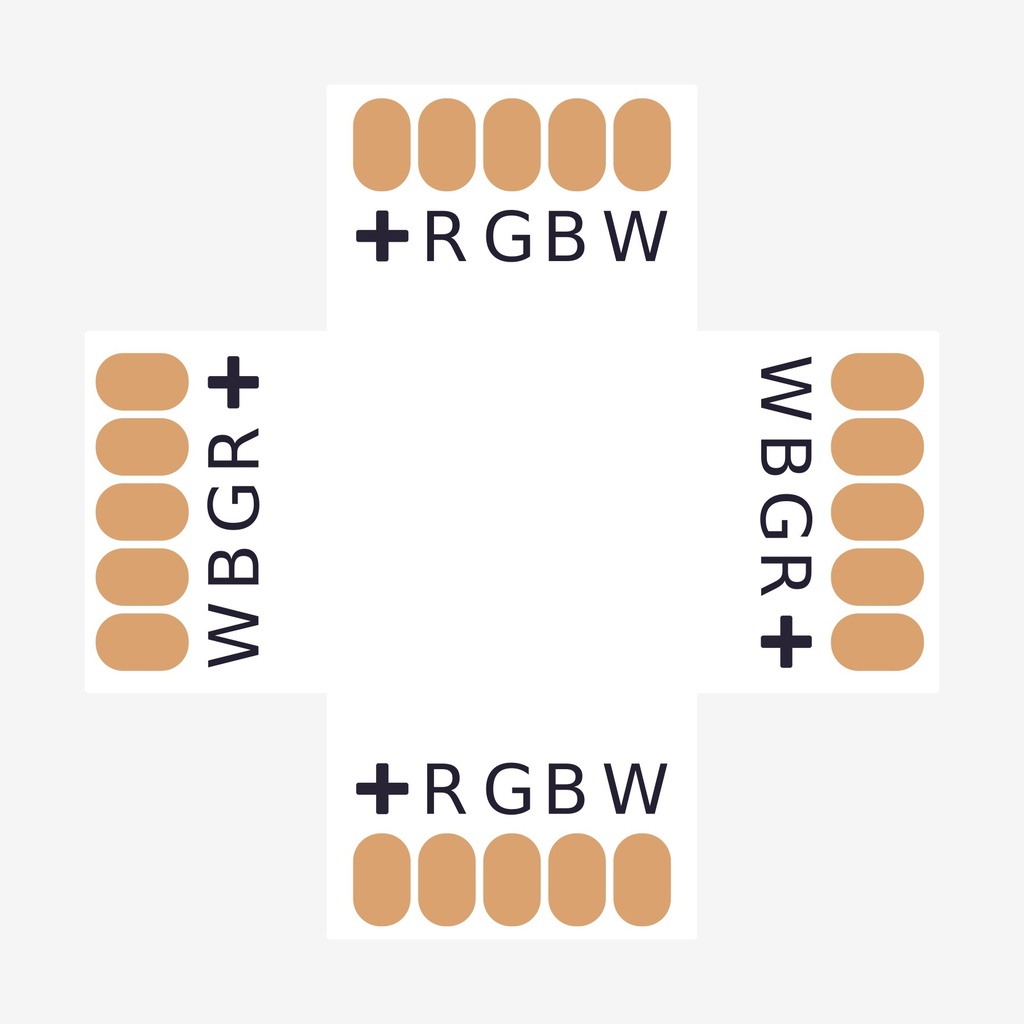 AMPERE ¦ Conector en Angulo “+” Tira > Tira – Unicolor 5H (Sin Broche)