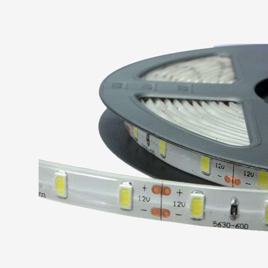 Tira 60 LED/mt 5630 12V Blanco Calido 3000K 5MT IP65 12w/mt