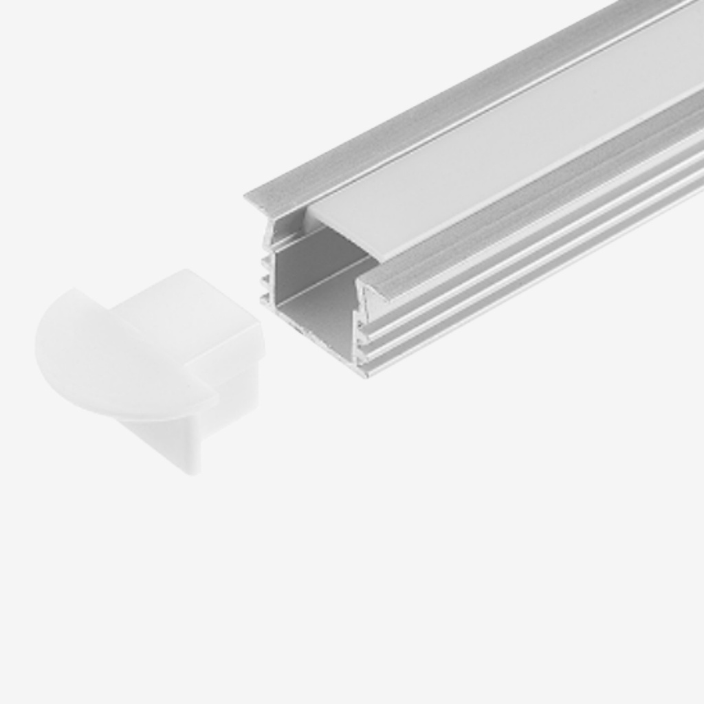 [PAL.023.020] KIT Perfil Aluminio 2mt | Empotrable Mediano|