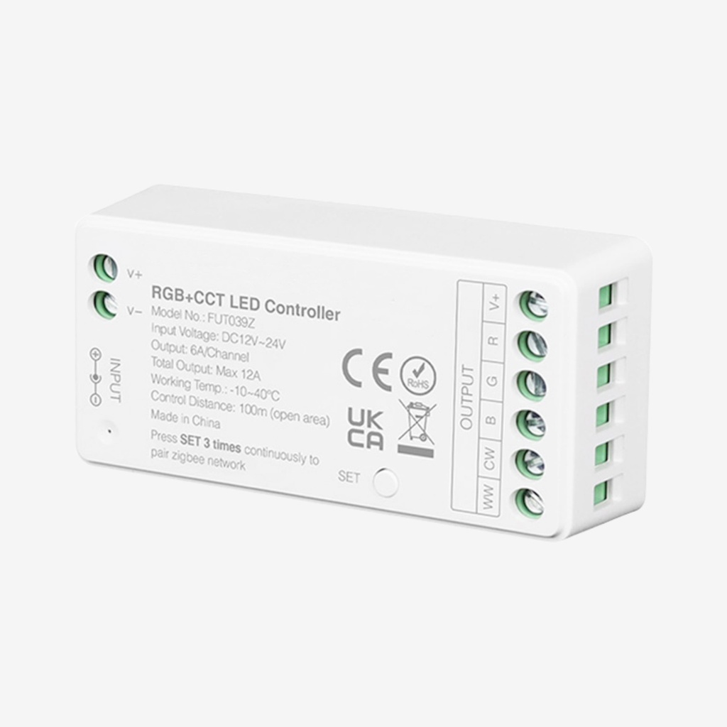 AURA ¦ Controlador Zigbee RGB+WW RF | 5x5A 12/24v – Sin Remoto