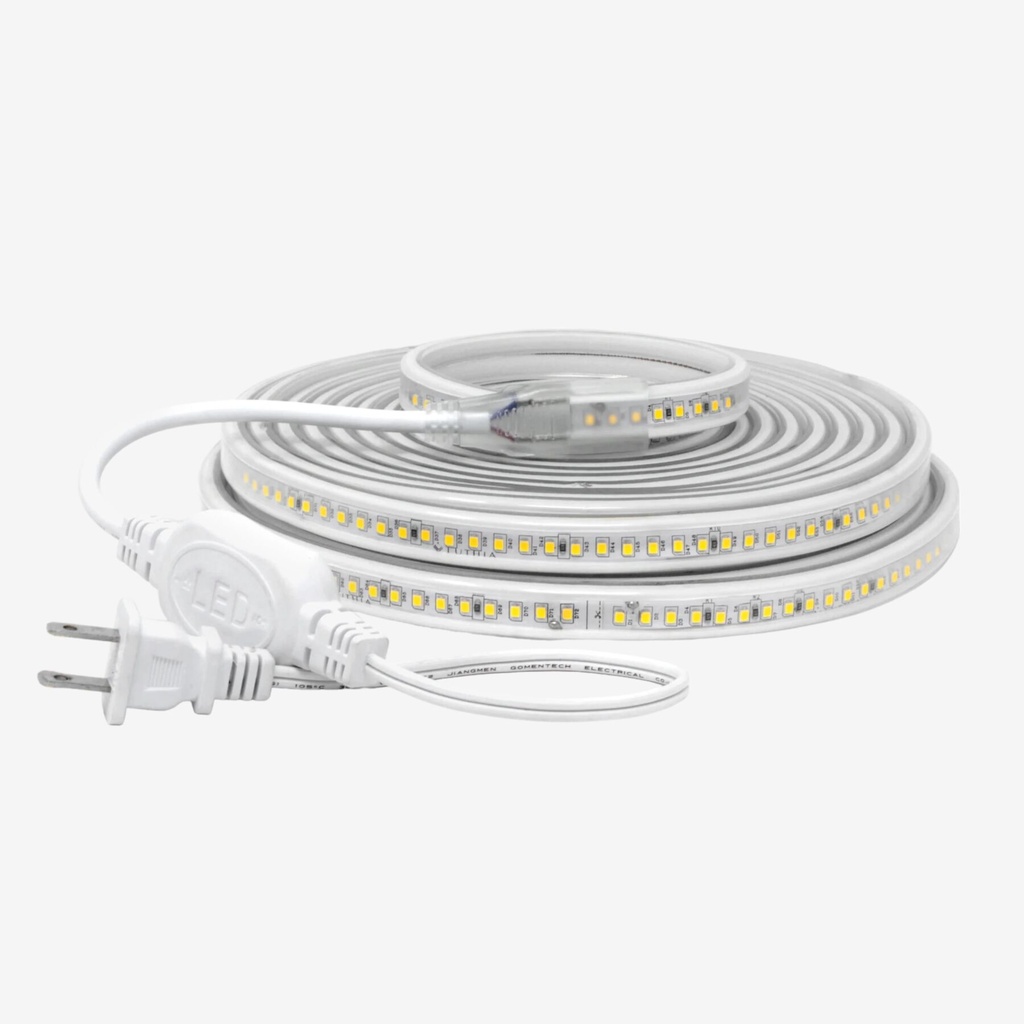 [TAB.3214.004] Kit 10m Manguera 144 LED/mt 2835 120V  Blanco Calido 3000K IP66.Exteriores 6w/mt (Incluye Alimentador)