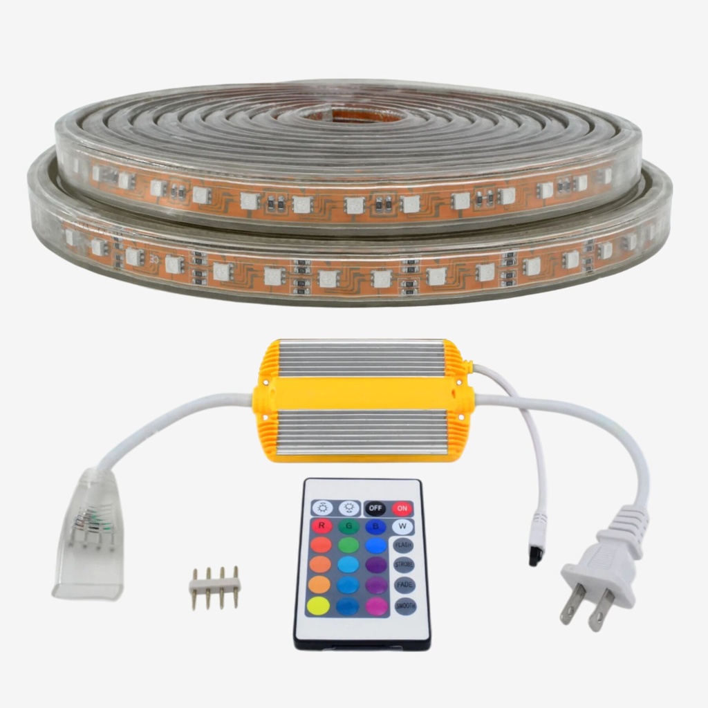 Kit Manguera 10m 60 LED/mt 5050 120V RGB Multicolor IP66.Exteriores (Incluye controlador)