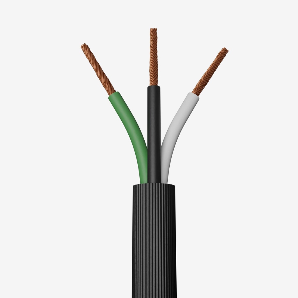 1.0m Cable RGB 3 x AWG14 IP65 100% Cobre (Recubierto Negro Uso Rudo) | [Permite Venta Granel: Multiplos 5m]