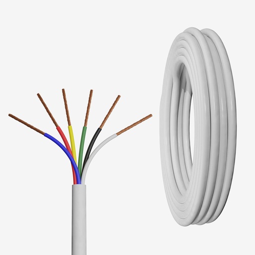 [CAB.002.608-R] [BAJO PEDIDO] Rollo 305m | Cable RGBWW 6 x AWG18 IP20 100% Cobre (Recubierto Gris)