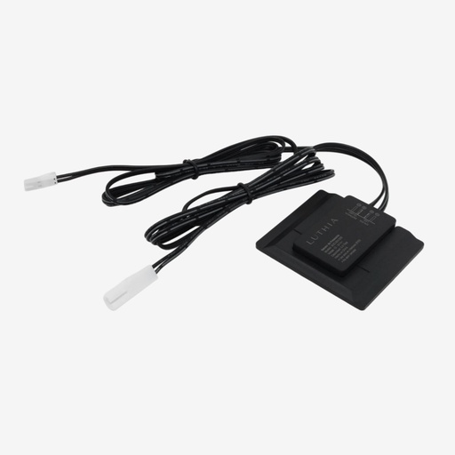 [SCO.004.024] Swith Sensor Espejos Paso Mano (IR) Atenuable | Sobrepuesto (12-24v 4A) - Negro | Luz Indicadora Azul (OFF) Blanco (ON) | Rango 5mt 180° | Cable 200cm