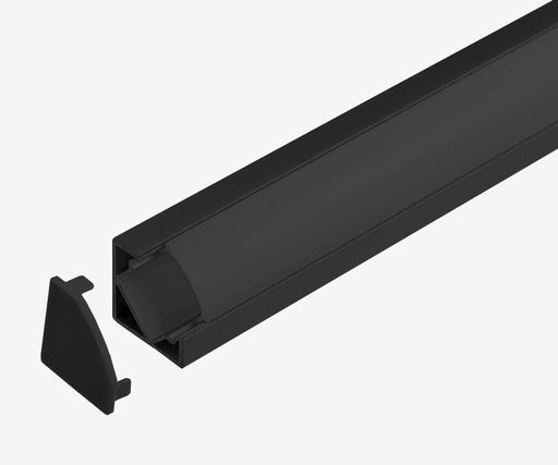 [PAL.015N.020] KIT Perfil Aluminio 2mt | Esquinero | Negro