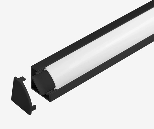 [PAL.015CN.020] KIT Perfil Aluminio 2mt | Esquinero | Negro