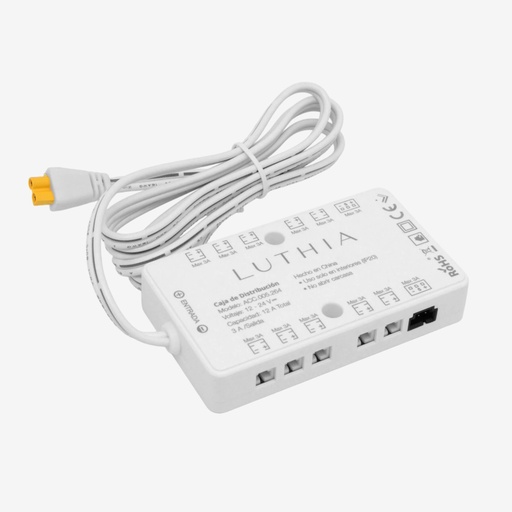 [ACC.005.266] VOLTA | Caja de distribución Inteligente 12-24V 12.5A | Salida 10xVLT (Hembra) Unicolor 2CH (3A/Salida Max) | 2xPuerto Sensor 3CH | Compatible con sensores Inalambricos / Cableados de la linea "Levitt V2"