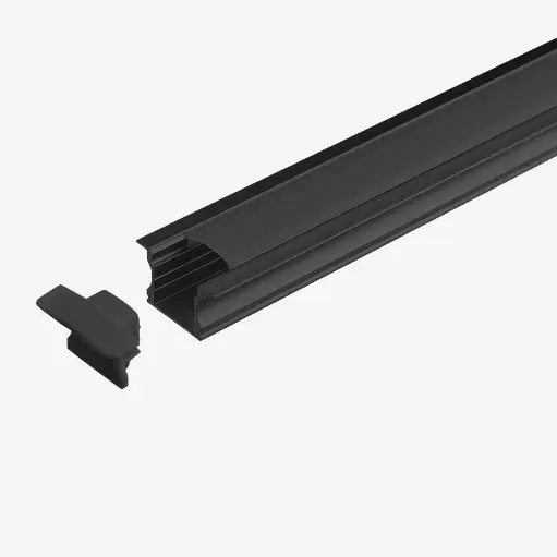 [PAL.013N.020] KIT Perfil Aluminio 2mt Negro | Empotrable Mediano