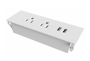 [MCO.010.010] Multicontacto Empotrable Blanco | 3 x 120V 15A | 1xUSB.A + 1xUSB.C 15W | Cable 180cm | Perforacion 150*51mm