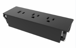 [MCO.010.020] Multicontacto Empotrable Negro | 3 x 120V 15A | 1xUSB.A + 1xUSB.C 15W | Cable 180cm | Perforacion 150*51mm