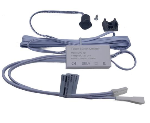 [SCO.004.120] Swith Sensor Táctil Atenuable (Boton) | Empotrable (12-24v 4A) - Gris | Luz Indicadora Azul (Luz Desactivable)