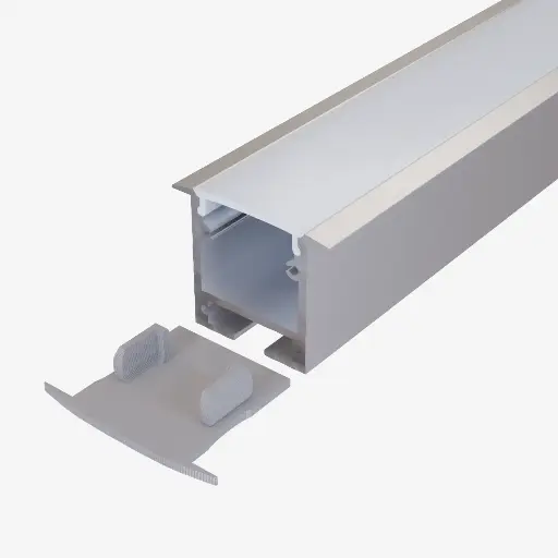 [PAL.054.020] KIT Perfil Aluminio 2mt | Empotrable Grande | Incluye 2 Tensores Fijación