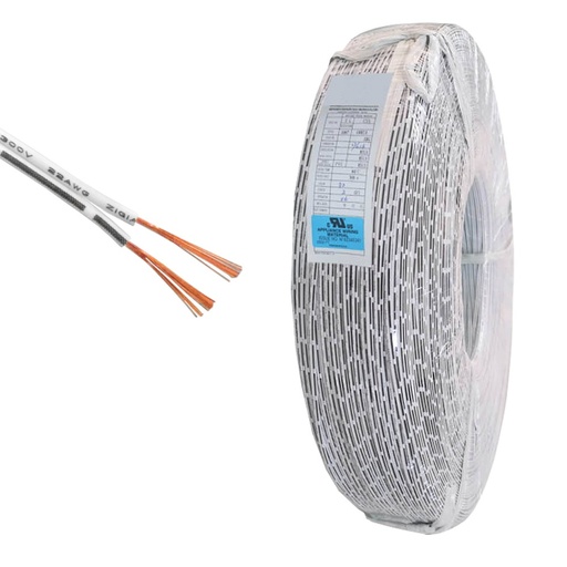 [CAB.002.208] 1m | Cable 2 x AWG16 IP20 100% Cobre (Blanco) [Permite Venta Granel: Multiplos 5m]